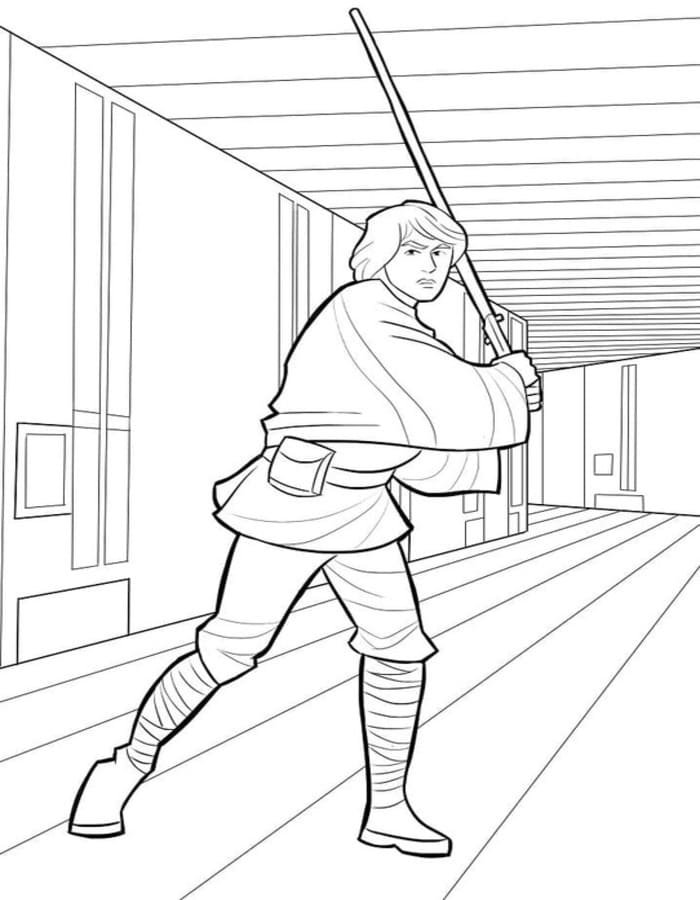 Zeichne Luke Skywalker kostenlos für Kinder