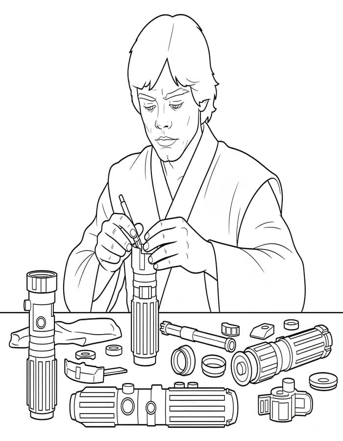 Zeichne Luke Skywalker kostenlos schlicht