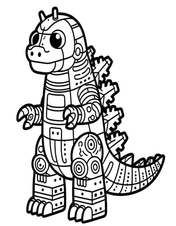 Zeichne Mechagodzilla basisch