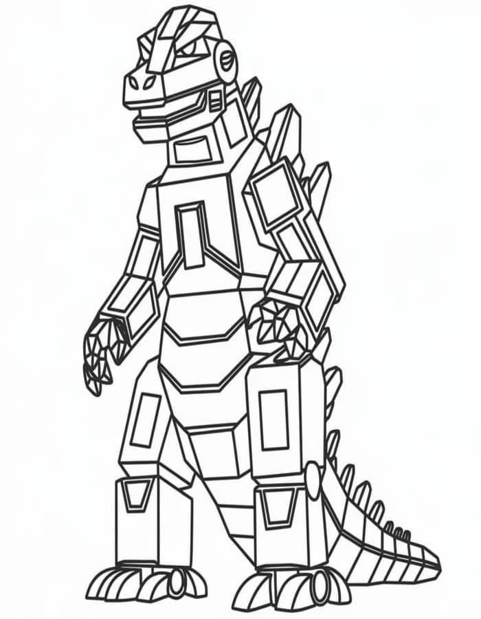 Zeichne Mechagodzilla druckbare basisch