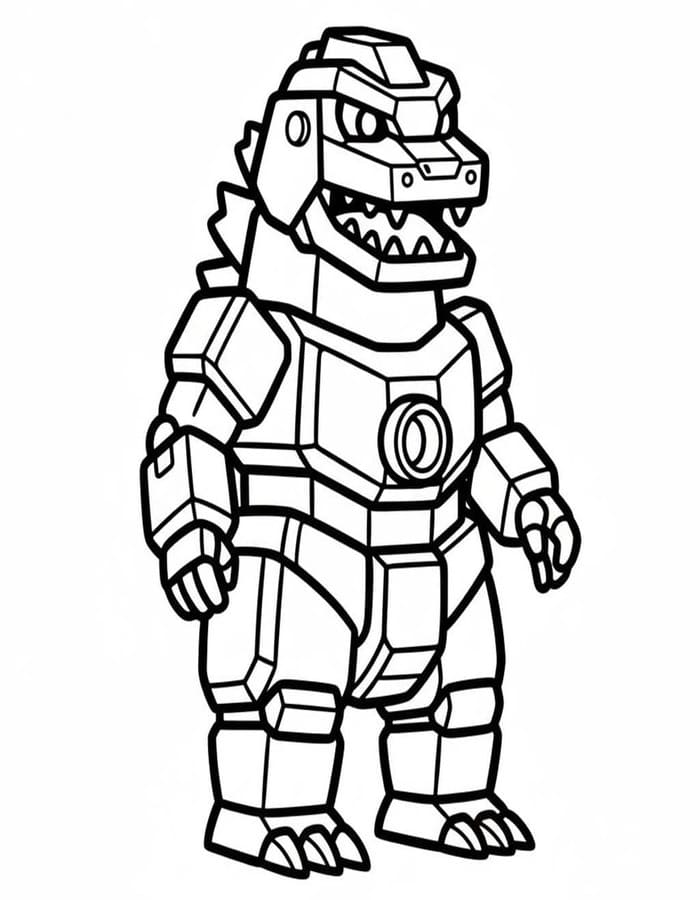 Zeichne Mechagodzilla kostenlos basisch