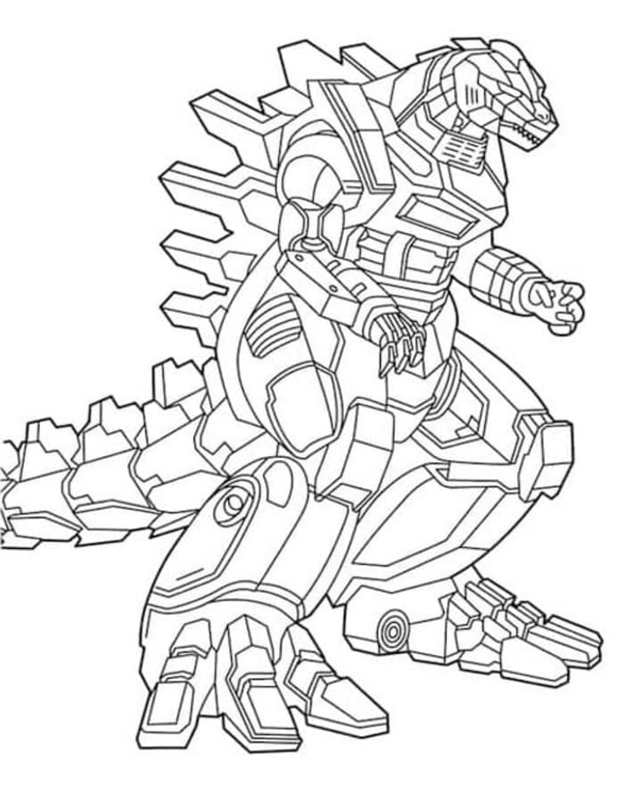 Zeichne Mechagodzilla kostenlos druckbare