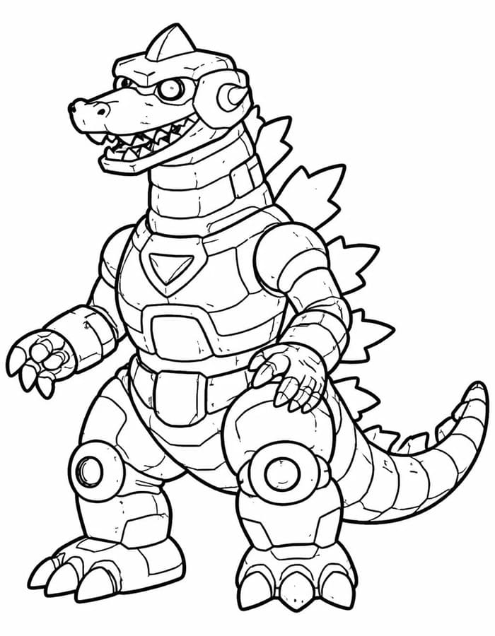 Zeichne Mechagodzilla kostenlos für Kinder