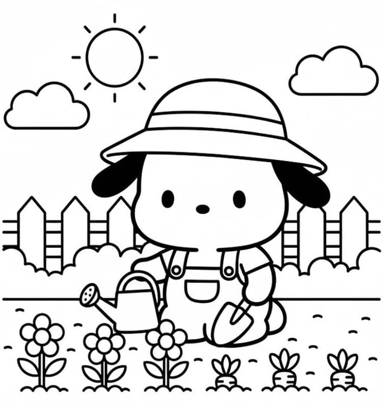 Zeichne Pochacco druckbare schlicht