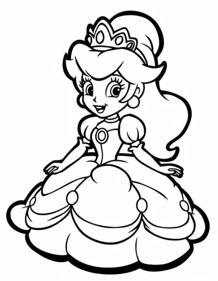 Zeichne Prinzessin Daisy druckbare schlicht