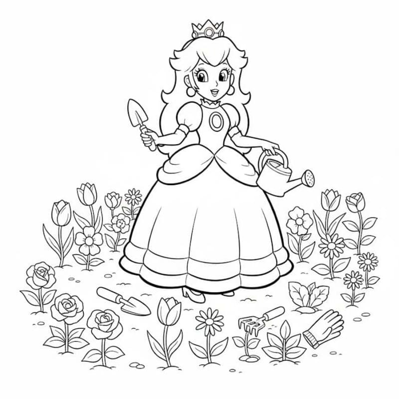 Zeichne Prinzessin Daisy zum Ausdrucken für Kinder