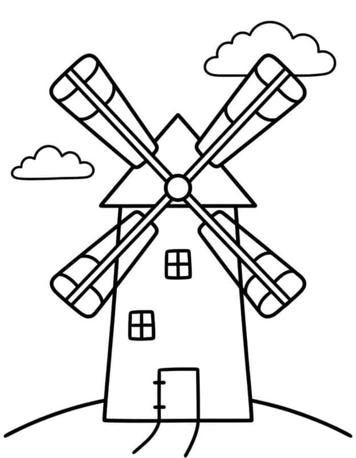 Zeichne Windmühle druckbare basisch