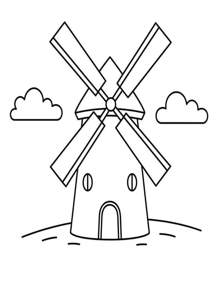 Zeichne Windmühle kostenlos druckbare