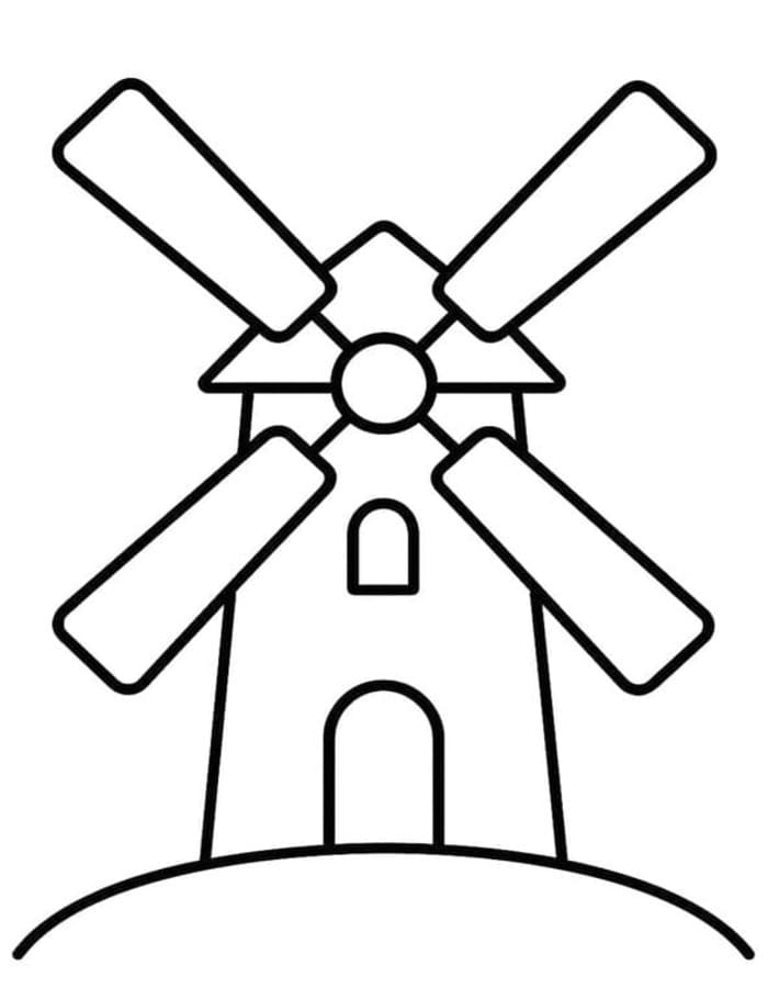 Zeichne Windmühle schlicht