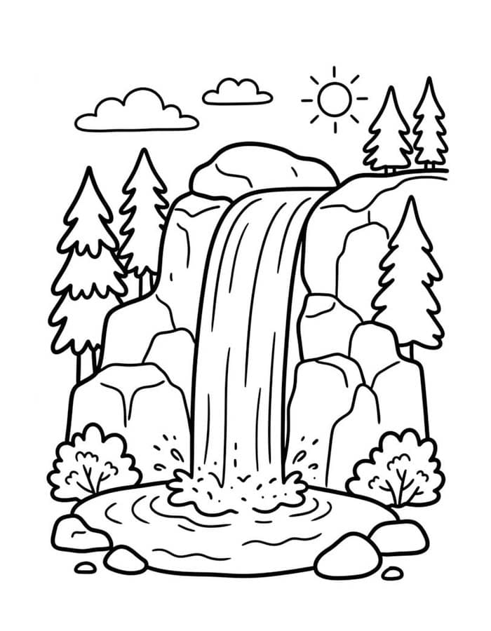 Wasserfall kostenlos druckbare einfach