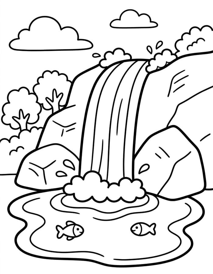 Wasserfall ausmalbilder