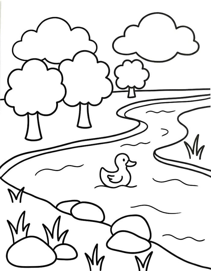 Zeichne Fluss für Kinder