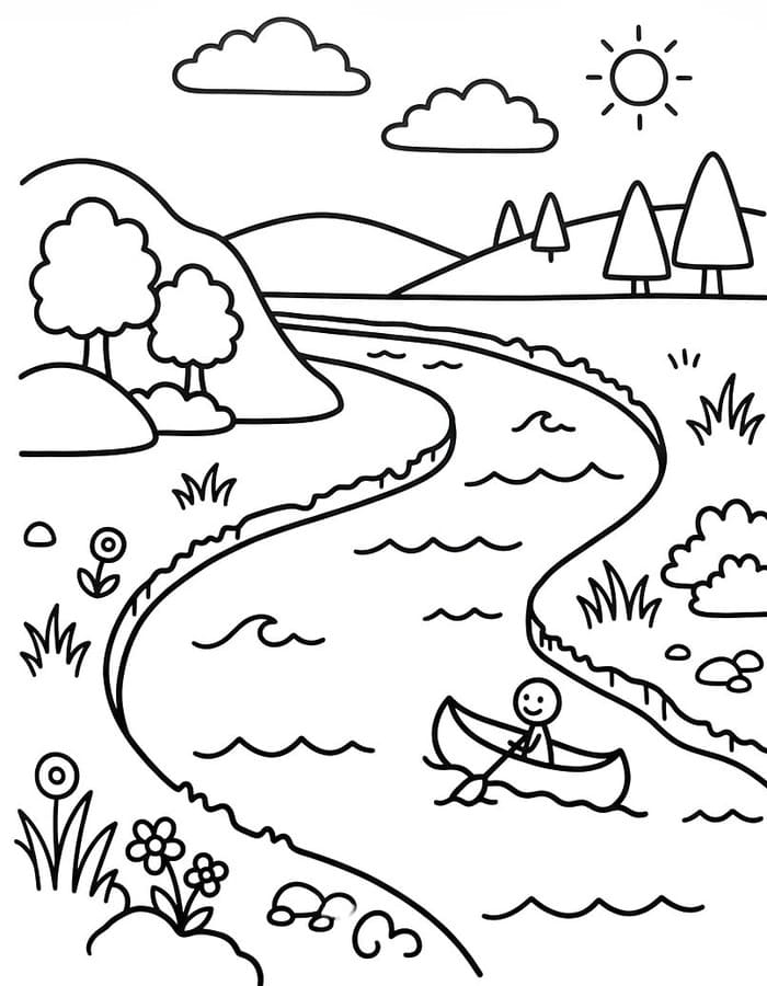 Zeichne Fluss kostenlos schlicht