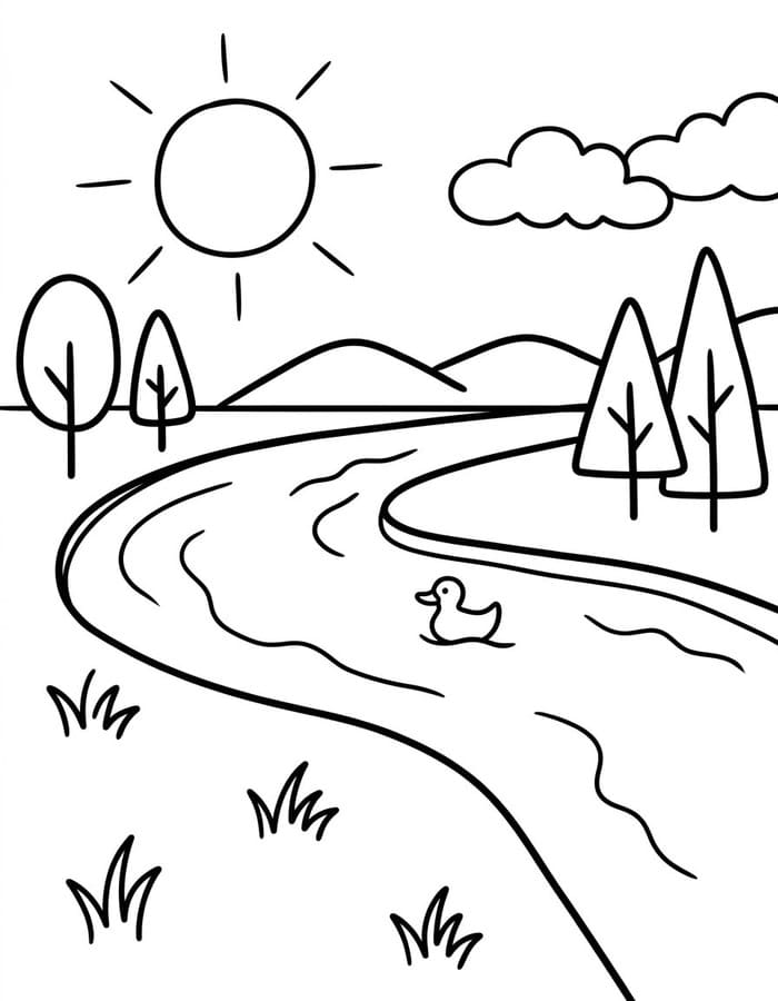 Zeichne Fluss schlicht