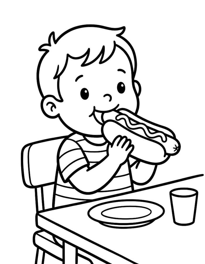 Zeichne Hotdog druckbare für Kinder
