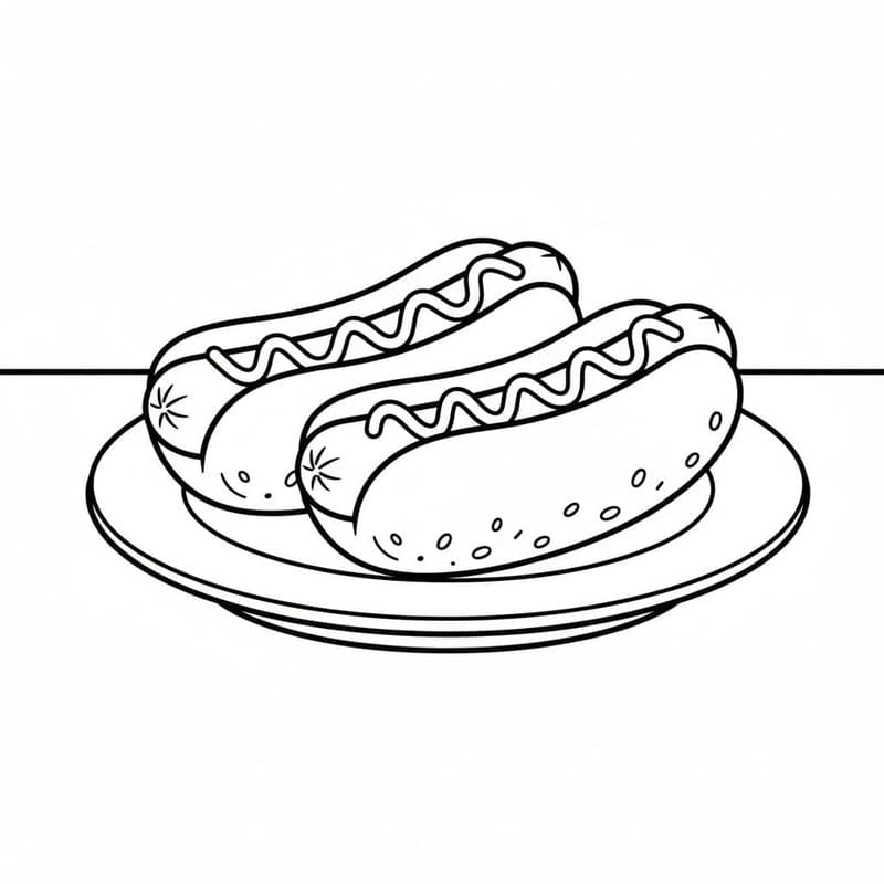 Zeichne Hotdog kostenlos druckbare basisch