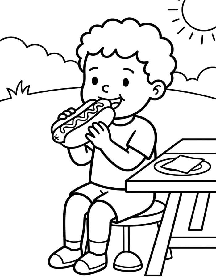Zeichne Hotdog kostenlos schlicht