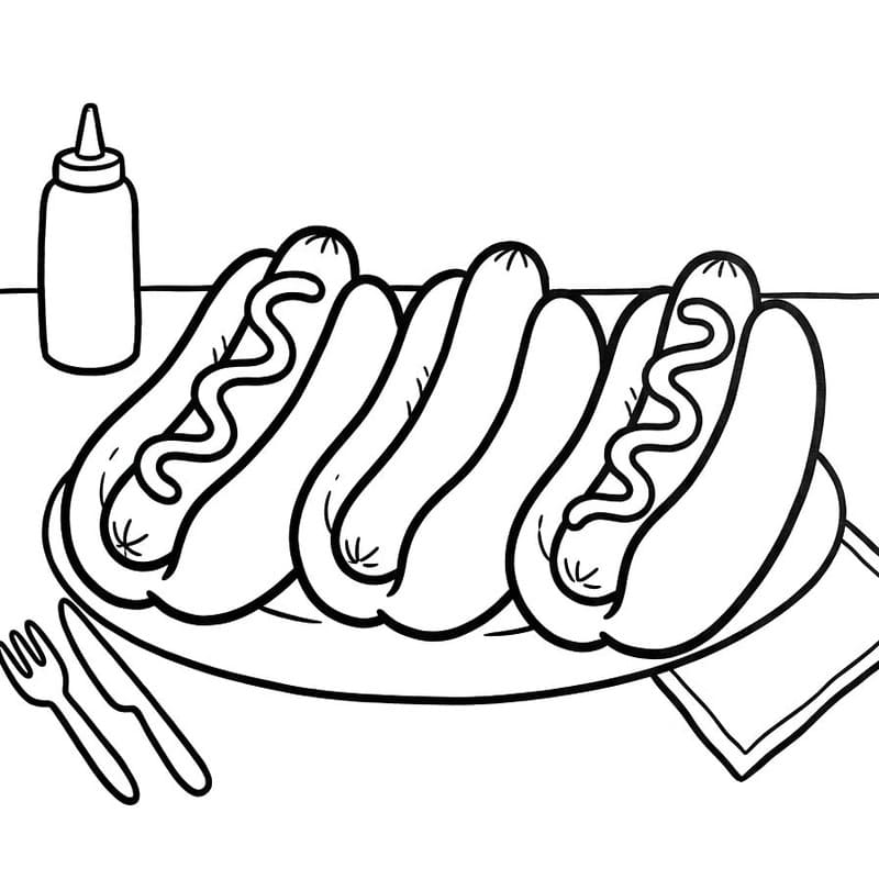 Zeichne Hotdog zum Ausdrucken