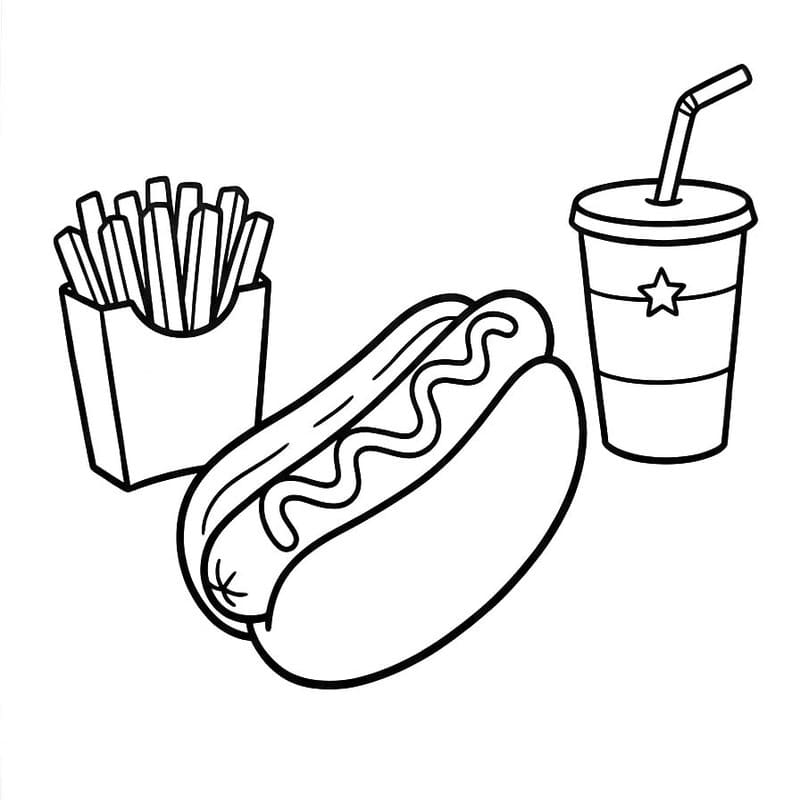 Zeichne Hotdog zum Ausdrucken für Kinder