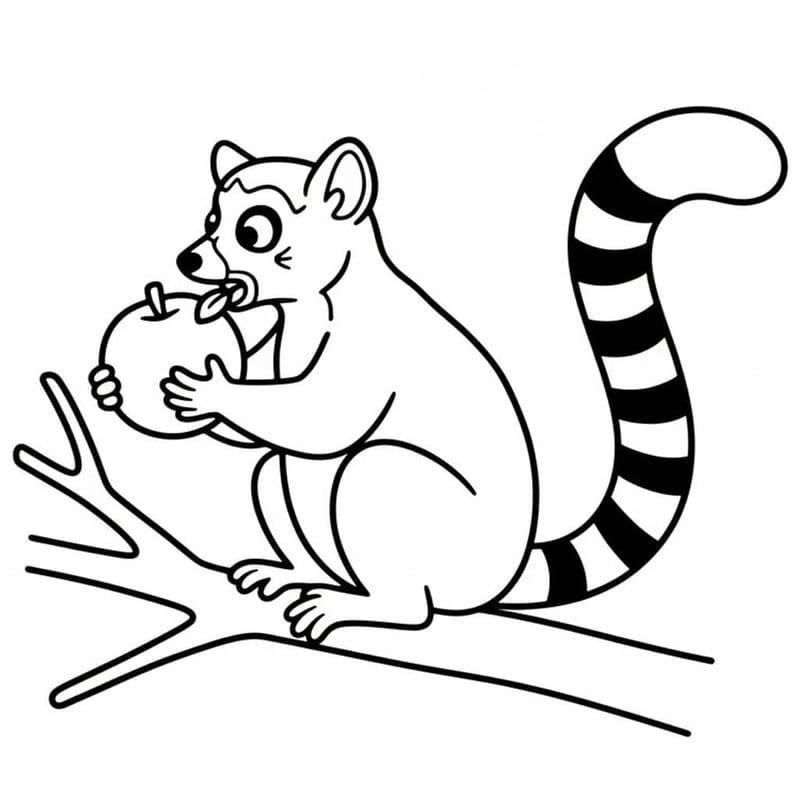Zeichne Lemur kostenlos schlicht