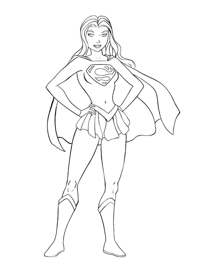 Zeichne Supergirl kostenlos für Kinder