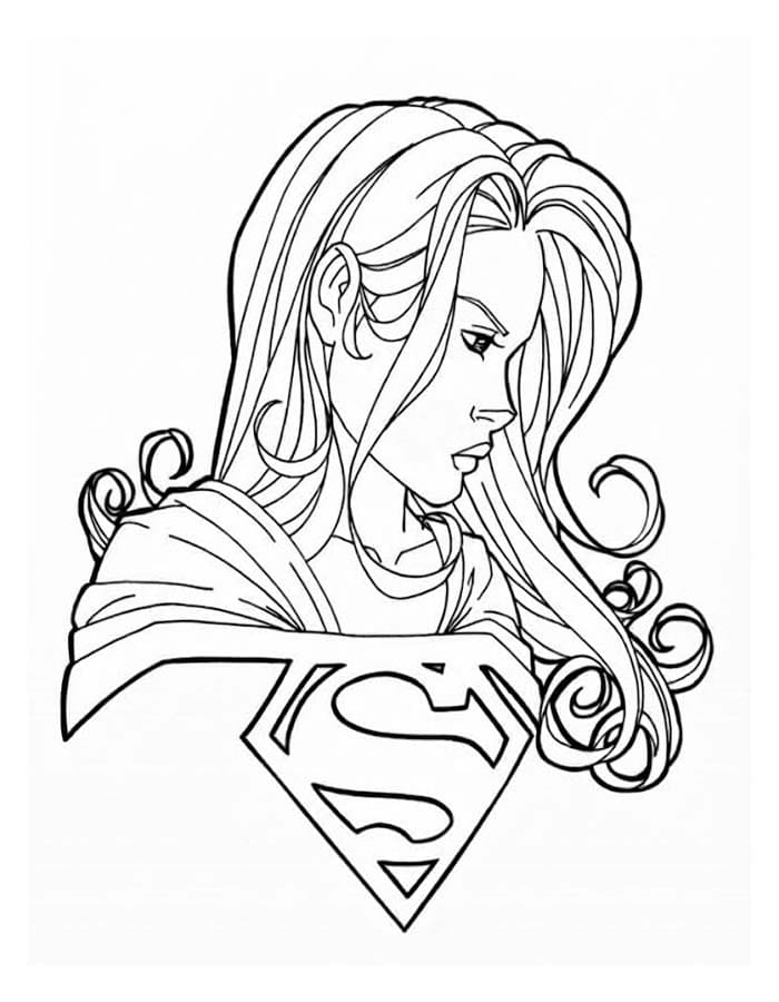 Zeichne Supergirl zum Ausdrucken für Kinder