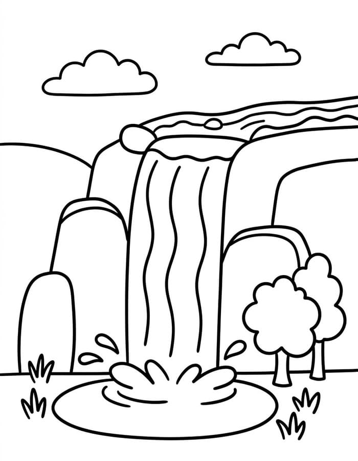 Zeichne Wasserfall druckbare basisch