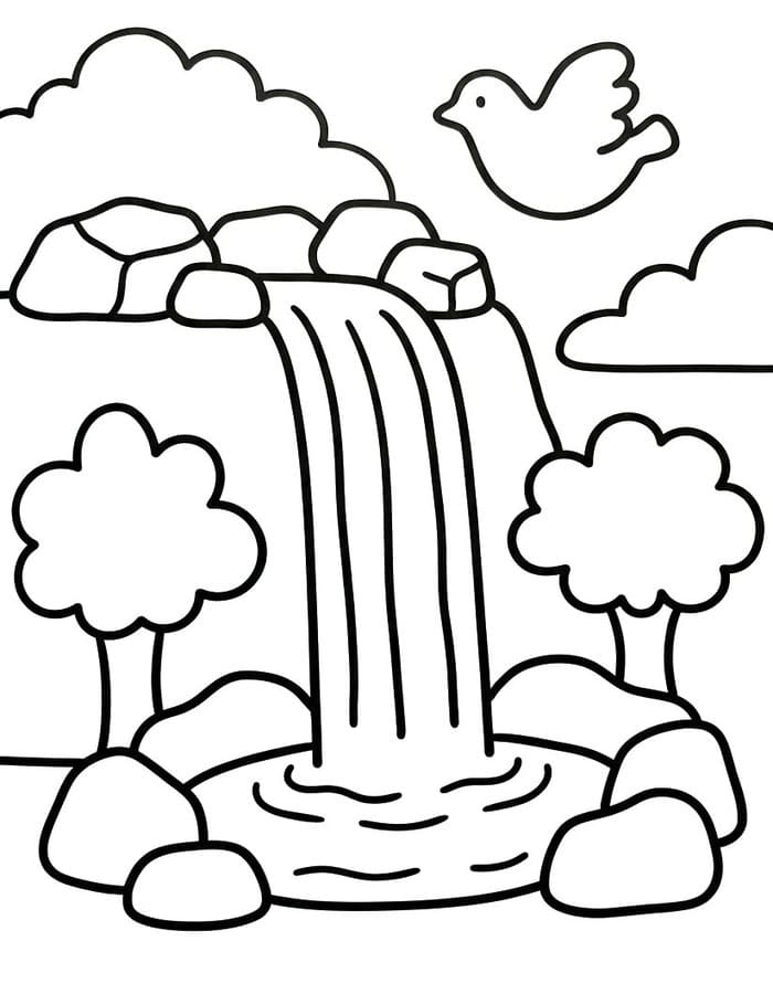 Zeichne Wasserfall druckbare einfach