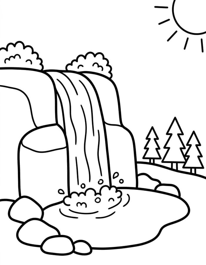 Zeichne Wasserfall für Kinder