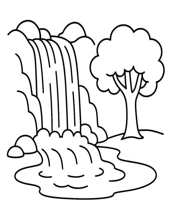 Zeichne Wasserfall kostenlos druckbare