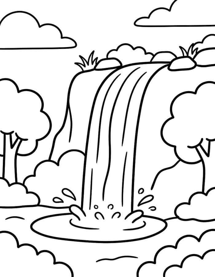 Zeichne Wasserfall kostenlos druckbare basisch