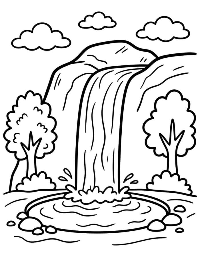 Zeichne Wasserfall kostenlos einfach