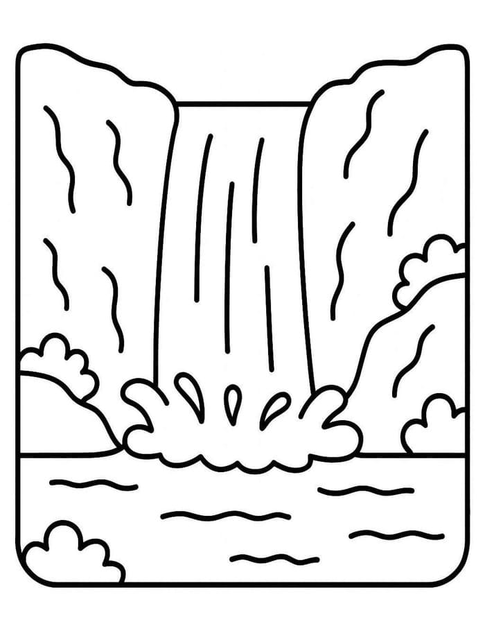 Zeichne Wasserfall kostenlos für Kinder