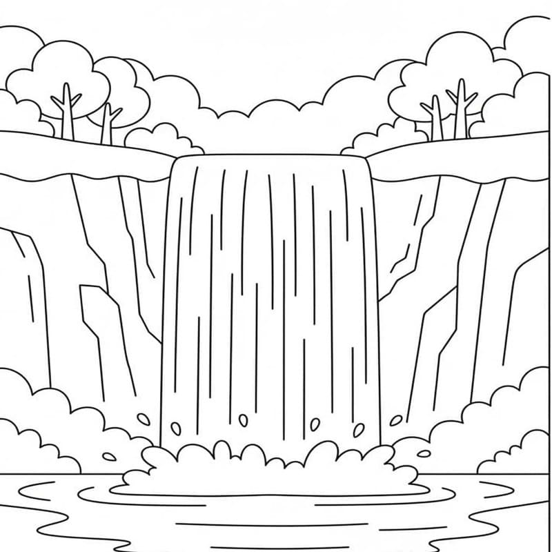 Zeichne Wasserfall schlicht