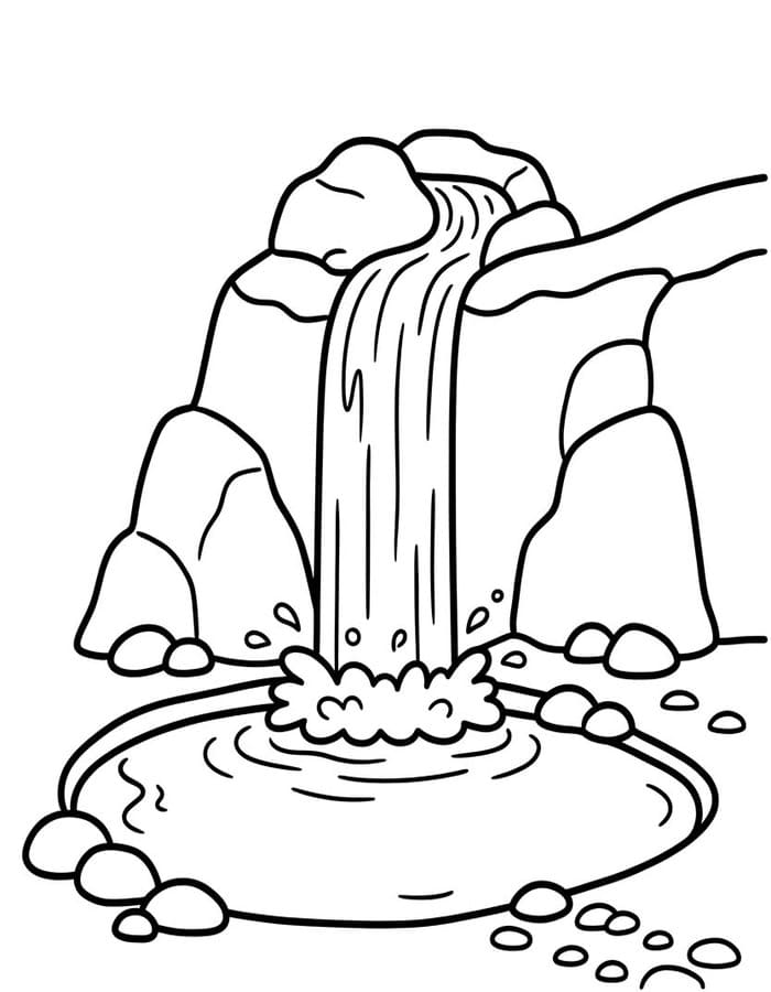 Zeichne Wasserfall zum Ausdrucken