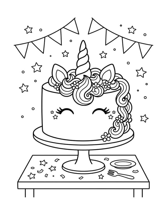 Einhornkuchen zum Ausdrucken für Kinder