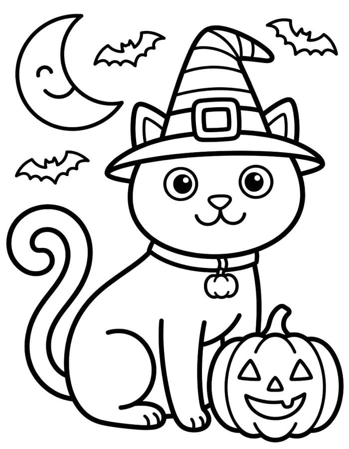 Halloween Katze druckbare schlicht