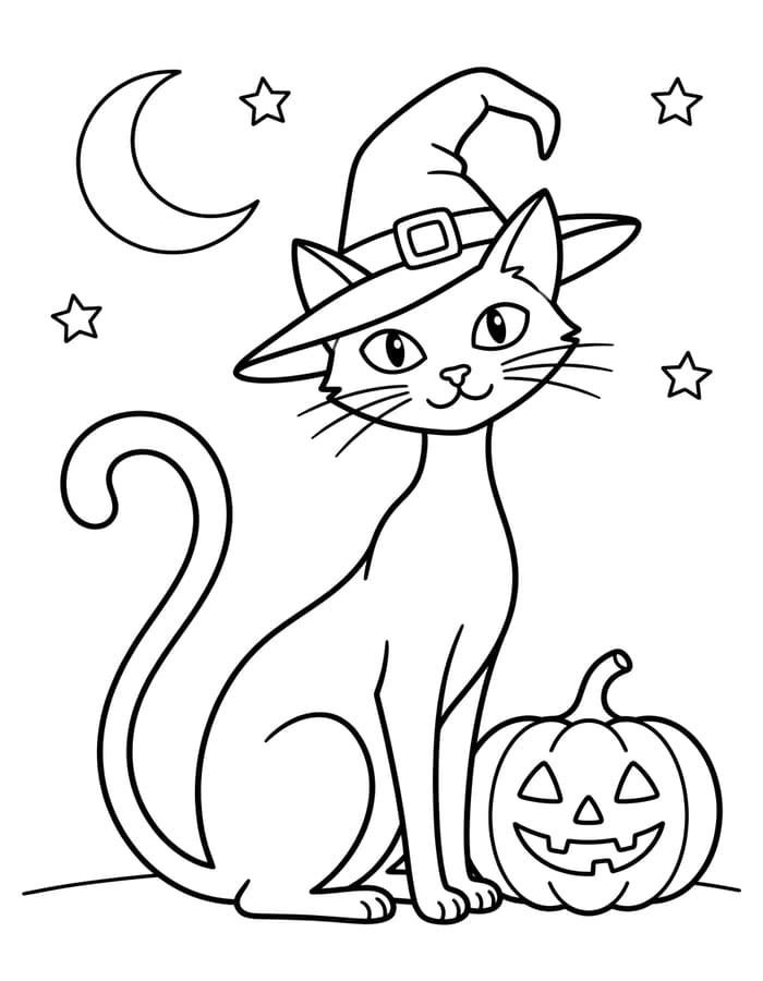 Halloween Katze kostenlos druckbare schlicht