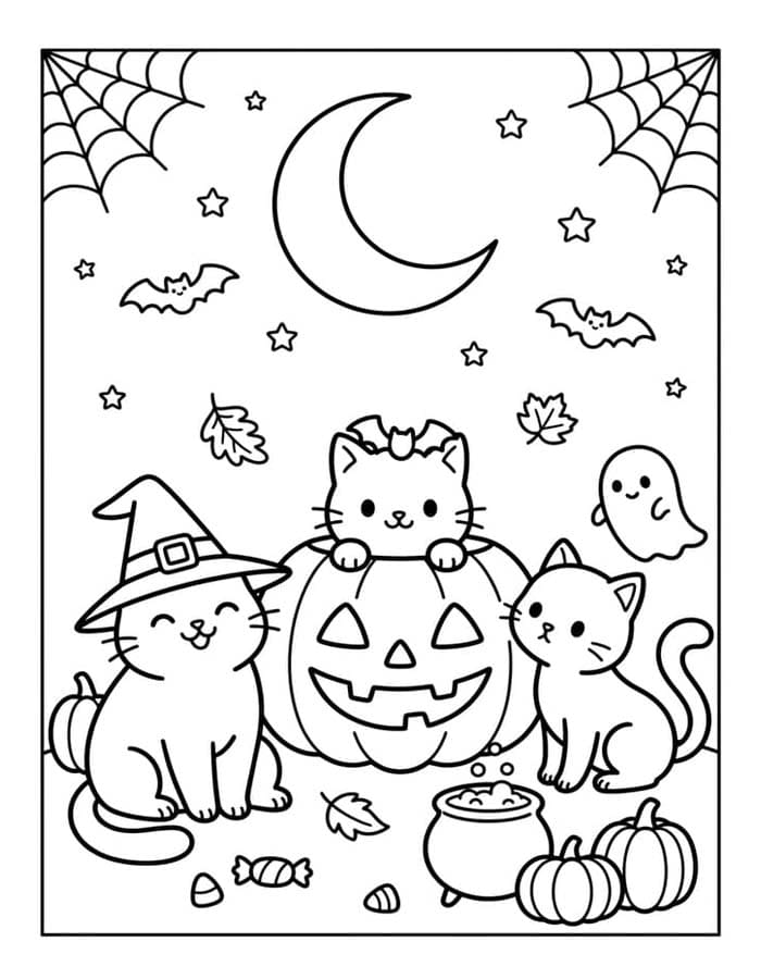 Halloween Katze kostenlos für Kinder