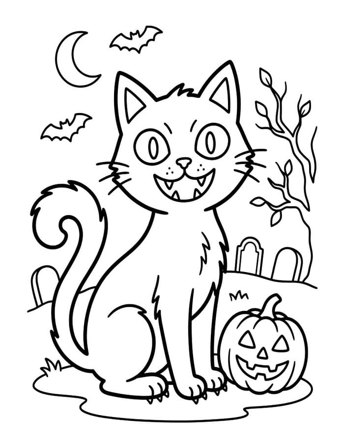 Halloween Katze ausmalbilder