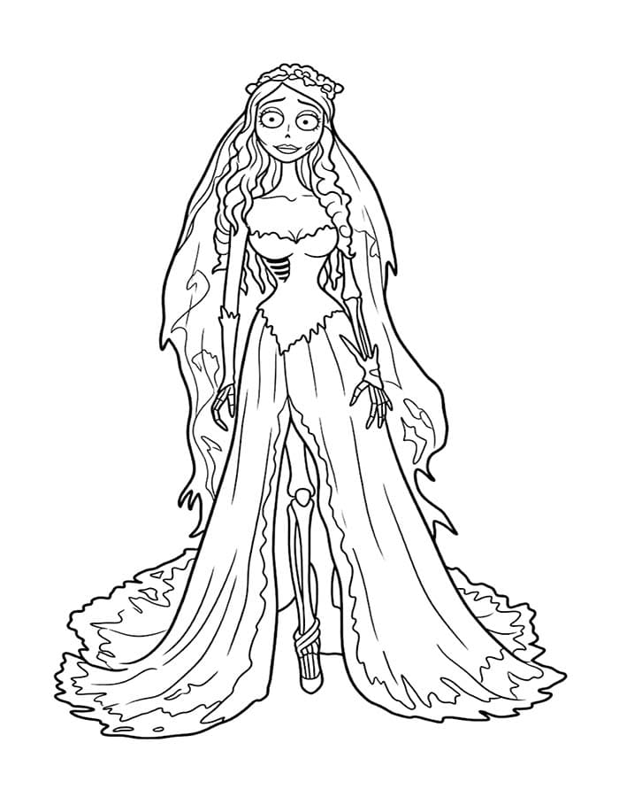 Zeichne Corpse Bride druckbare basisch