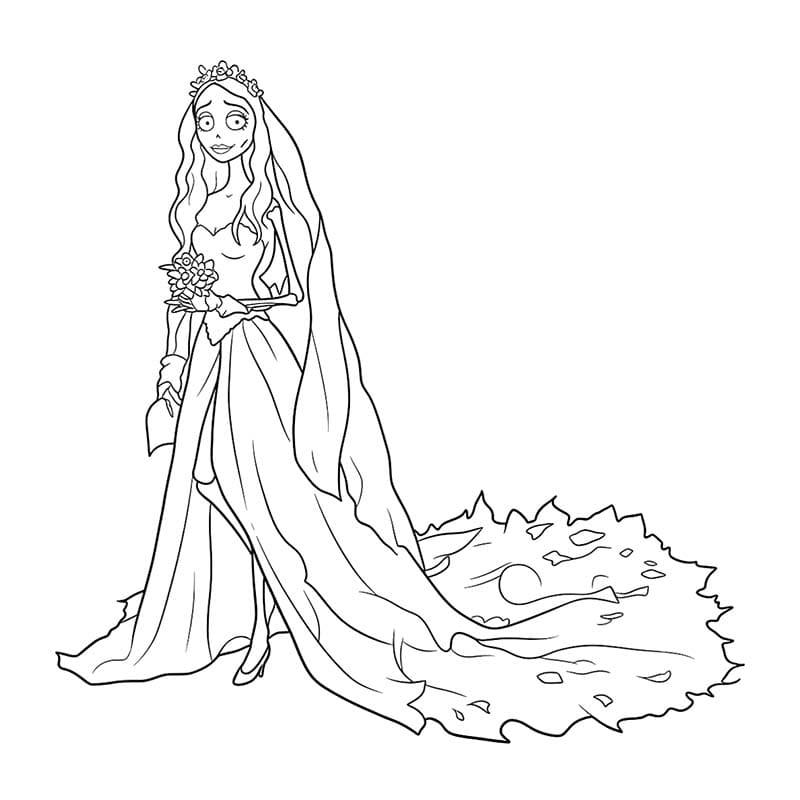 Zeichne Corpse Bride druckbare einfach