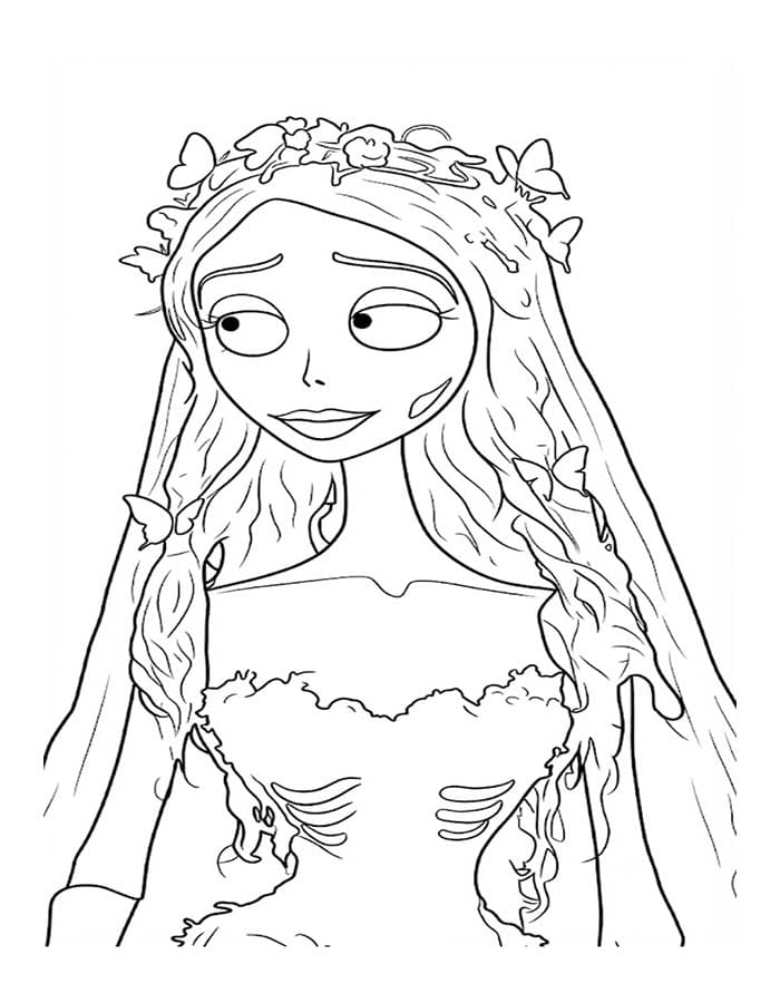 Zeichne Corpse Bride druckbare schlicht