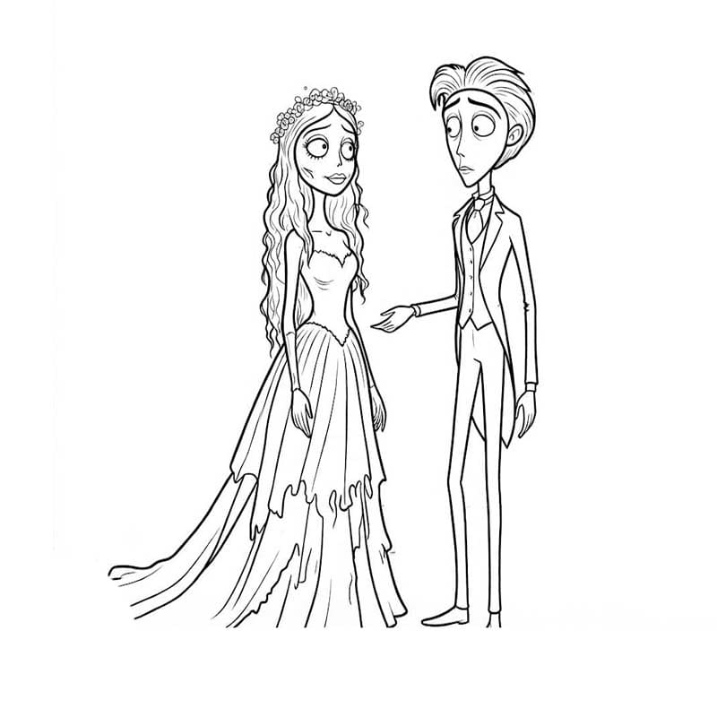 Zeichne Corpse Bride schlicht