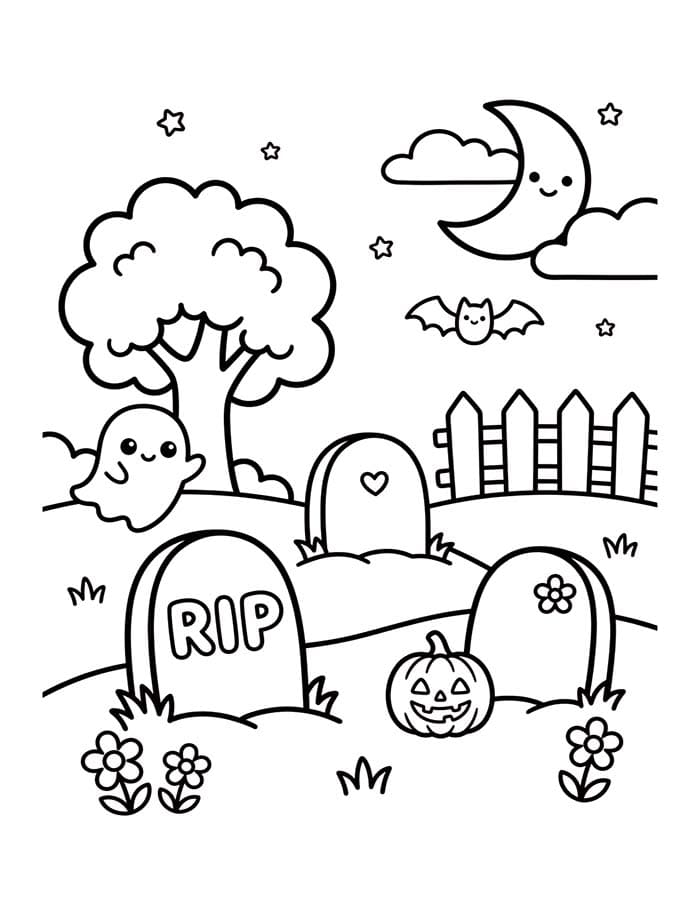 Zeichne Friedhof druckbare