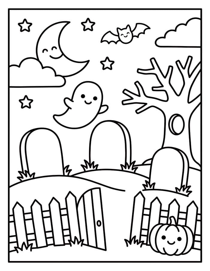 Zeichne Friedhof druckbare einfach