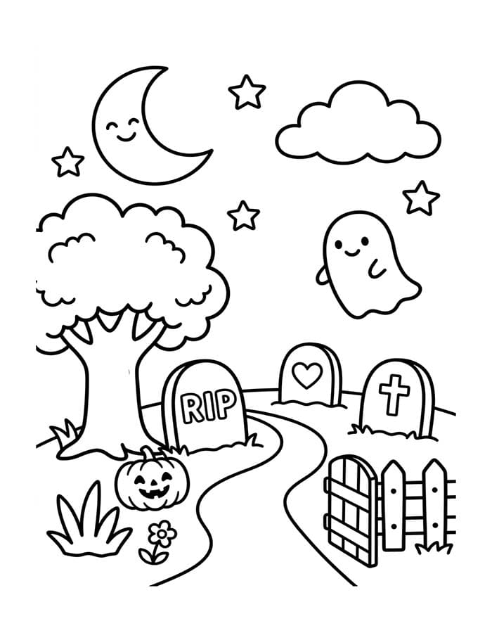 Zeichne Friedhof einfach