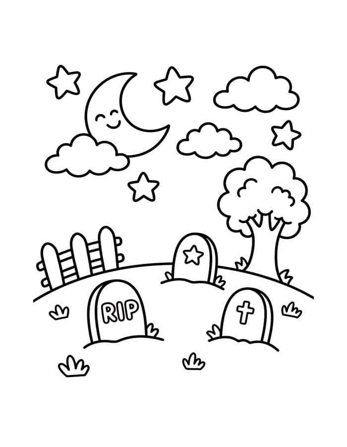 Zeichne Friedhof kostenlos druckbare