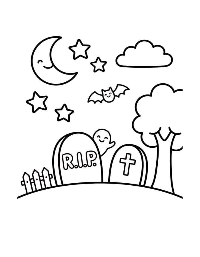 Zeichne Friedhof kostenlos druckbare basisch