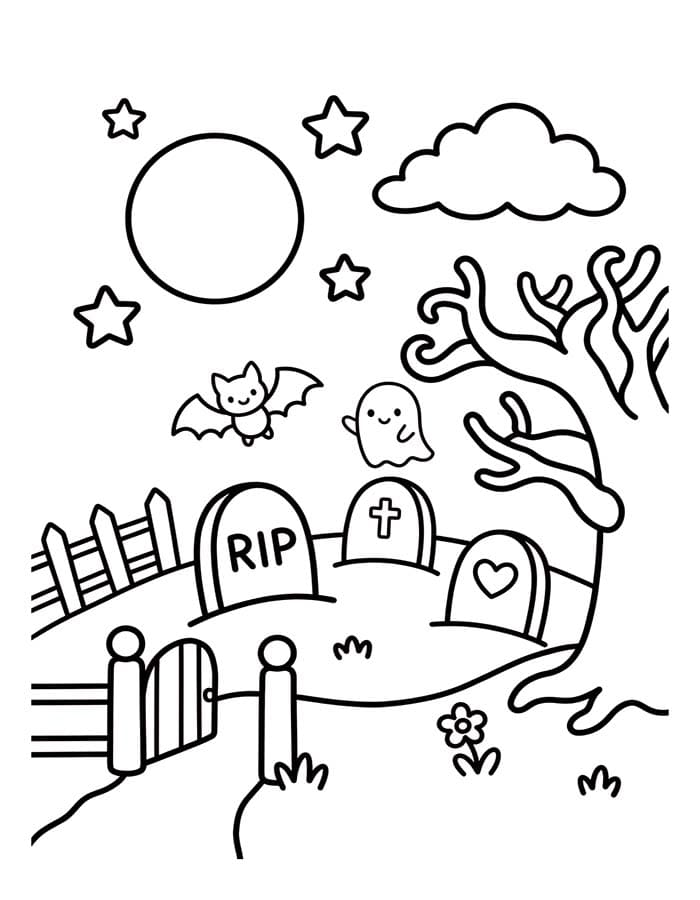 Zeichne Friedhof kostenlos druckbare schlicht